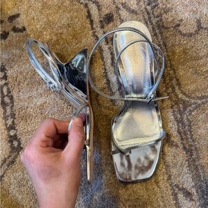 Reformation Silver Sandal Heels